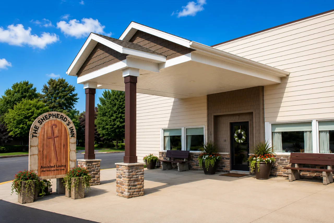 Front entrance of Shepherds Inn Assisted Living